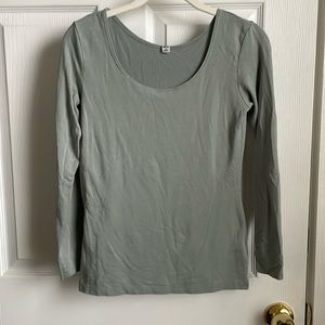Uniqlo Light Blue Green Ultra Warm Heat Tech Scoop Neck Shirt